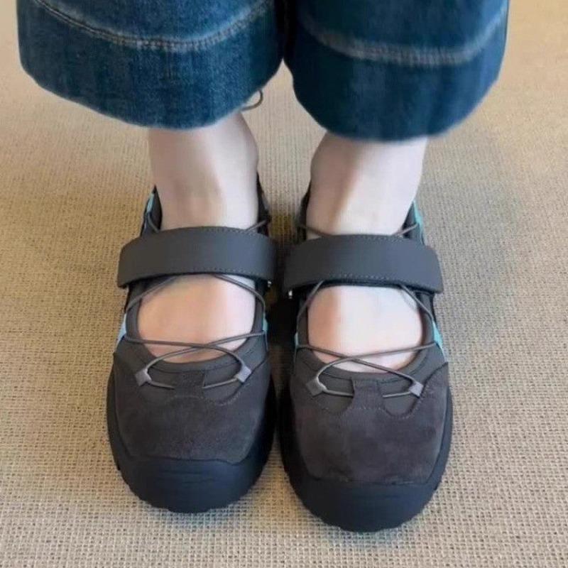 Insole Thick-soled Functional Style Korean Dad Shoes for Women 2025 Summer Ballet Sports  Jane Shoes
