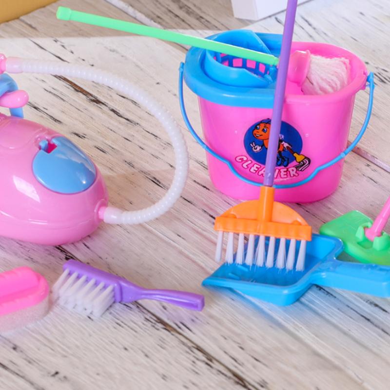9pcs Collection Miniature Mop Dust Cleaner Doll Housework Cleaning Supplies Tools Collection Dollhouse Furniture Decoration Doll Accessories