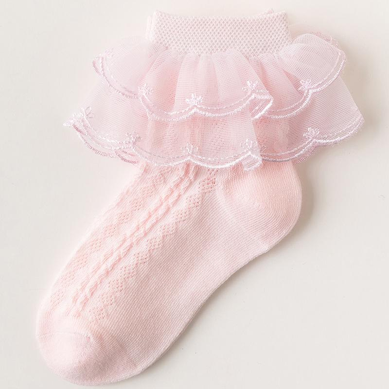 1-15Years Kids  Sprng Summer Baby Princess Socks For Girls  Solid Lace Cotton Soft Fashion Sweet Children's Socks