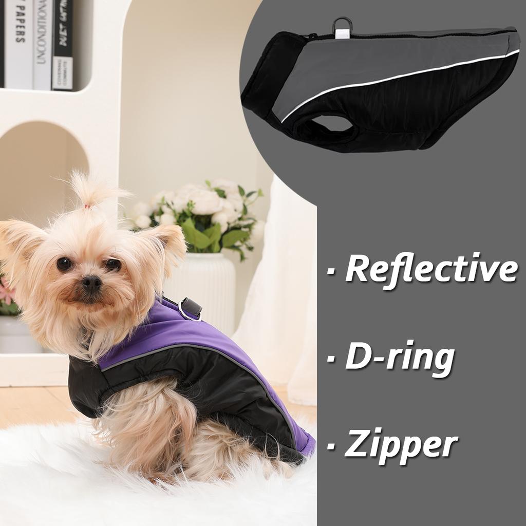 Herbst Winter Warme Hundekleidung Reflektierende Haustierweste Jacke Wasserdichter Mantel Kostüm mit D-Ring für Kleine Mittelgroße Große Hunde Schnauzer Yorkshire