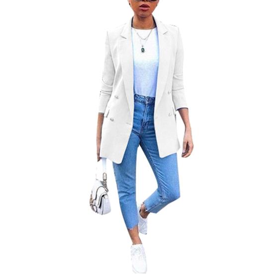Plus Size Autumn Fashion Office Lady Solid Color Blazer Long Sleeve Suit Jacket