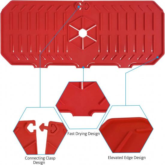 

Силиконовый поддон для сбора капель с ручки смесителя, коврик для смесителя для защиты от брызг кухонной раковины за смесителем для или ванной, фермерский дом, барная столешница, RV(красный),