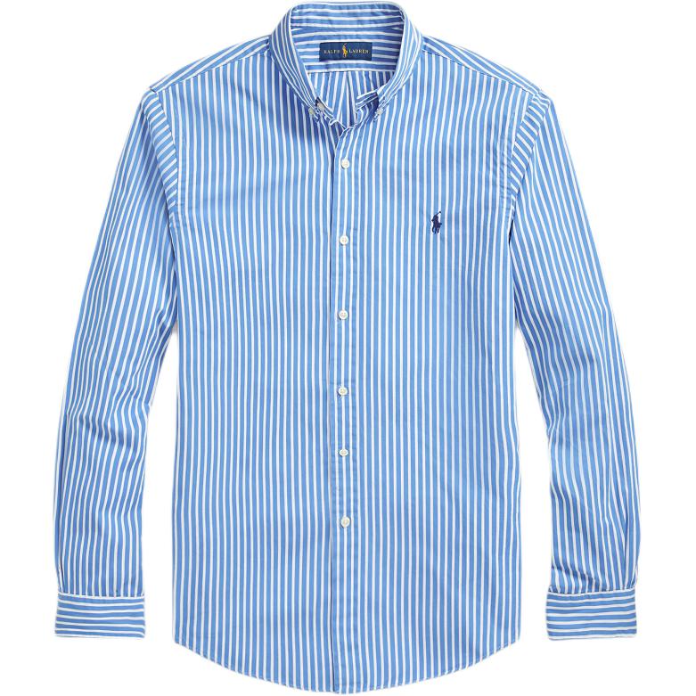 Polo Ralph Lauren Striped Poplin Slim Fit Long Sleeve Shirt Men Shirts Blue MNPOWOV16821246-400