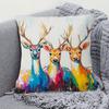 1pc Double-Sided Short Plush Decor Pillowcase Colorful Deer Canvas Print Contemporary Fashion Pillowcase Suitable for Sofa, Living Room Bedroom Office