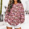 Women's Christmas Print Sweatshirt Trendy Casual Long Sleeve Neck Pullover Top for Holiday