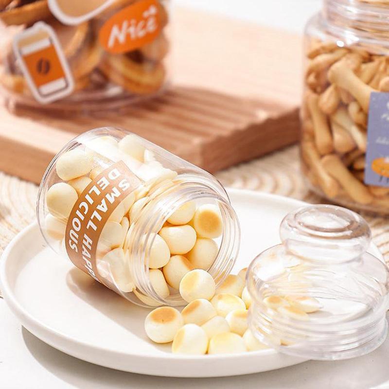 1Pc Plastic Snack Storage Container Transparent Candy Jars Reusable Cookie Food Container Countertop Organizer-Homeclub