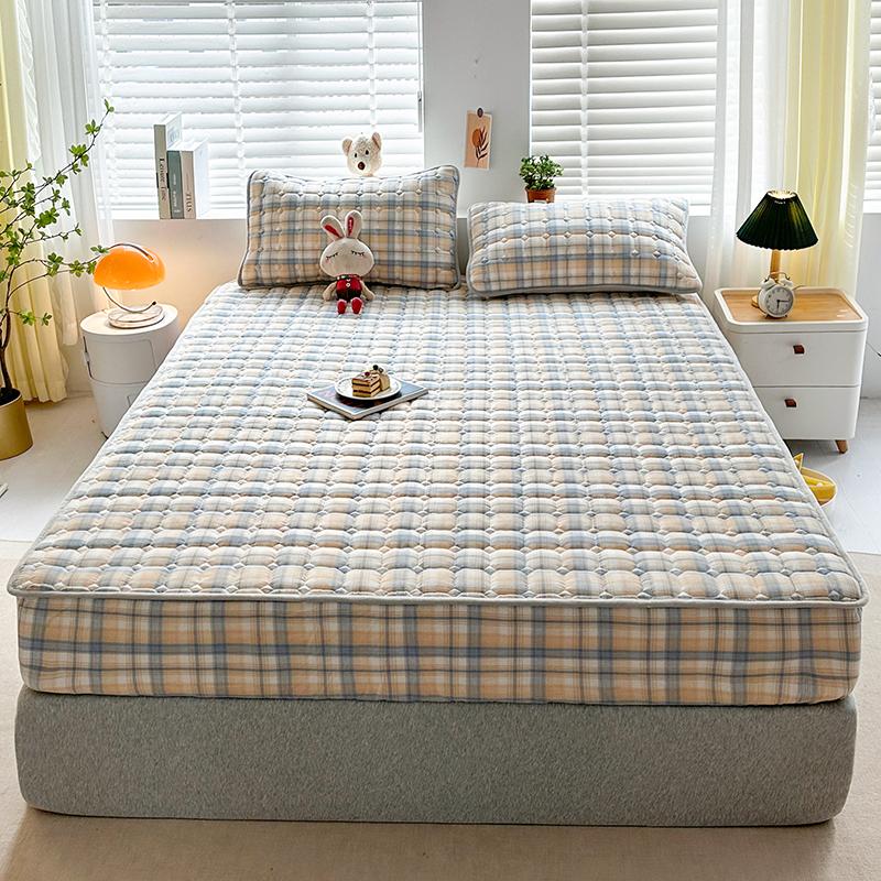 Sleeping Grid Skin Friendly Pure Cotton Thick Bed Sheet
