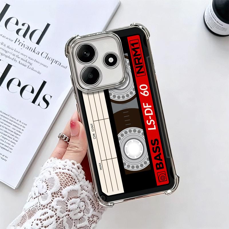 Vintage 90S Cassette Tape Pattern Soft Phone Case For Xiaomi Redmi Note 14 15 Pro Plus 13 12 11S 11T 5G 10 9S 9 Plating Anti-Fal