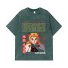 275 GSM Washed T-shirts 100% Cotton Demon Slayer V117 Rengoku Print Unisex Heavy Cotton T Shirt