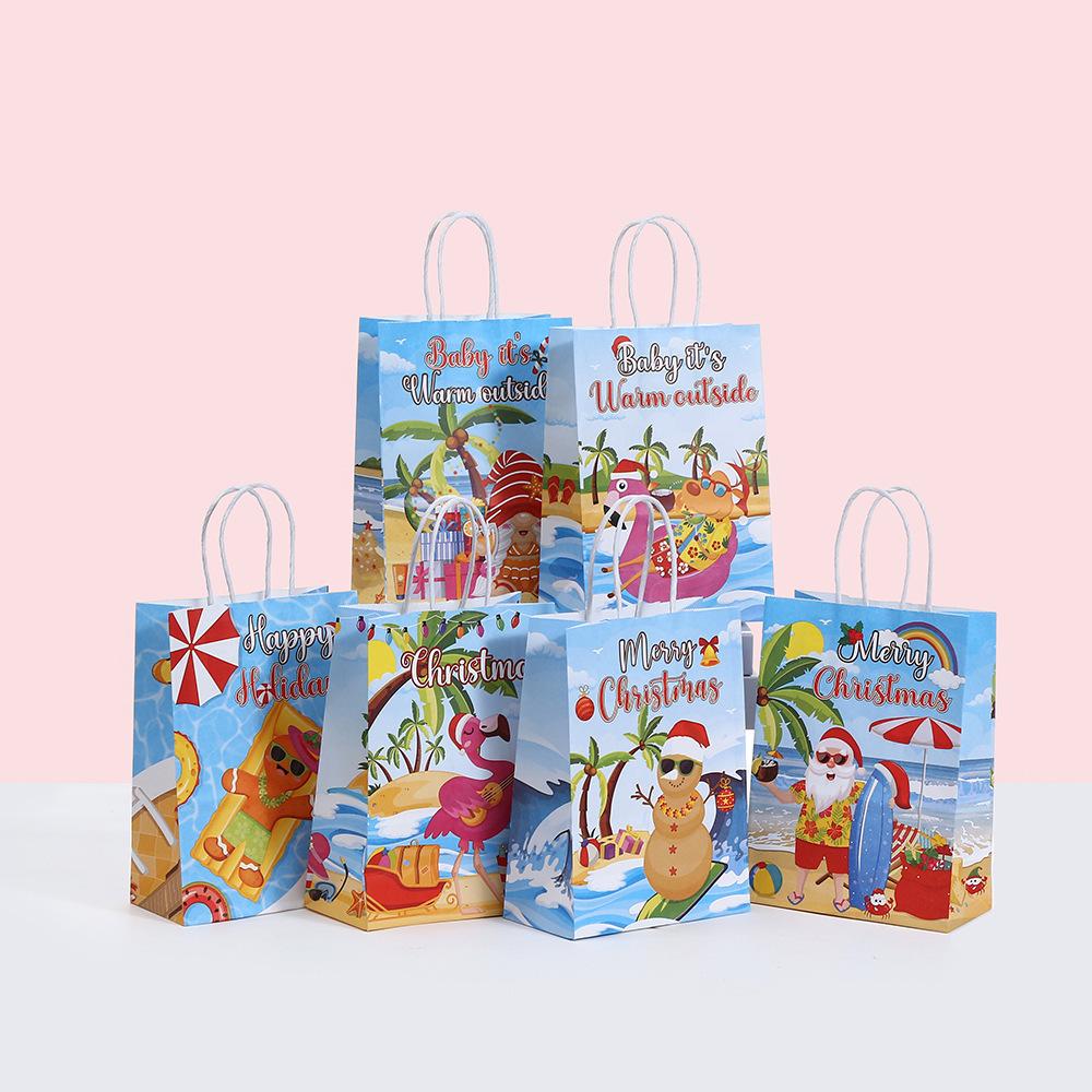 

StoBag beach christmas theme gift wrapping bags for sweets luxury bags tropic holiday santa candy treat festive funs favor party 30pcs&15x8x21cm