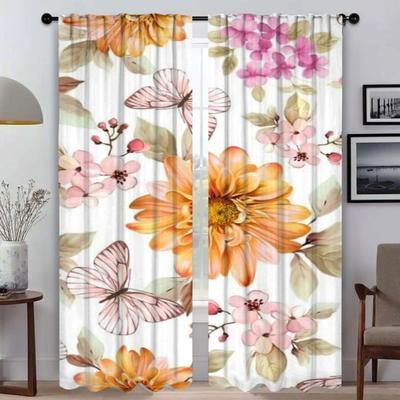 Vorhänge für Wohnzimmer Vorhang für Zimmer 2 Paneele Schönheit Blumen Heiminterieur Vorhänge Jalousien Raumteiler Halloween Dekoration