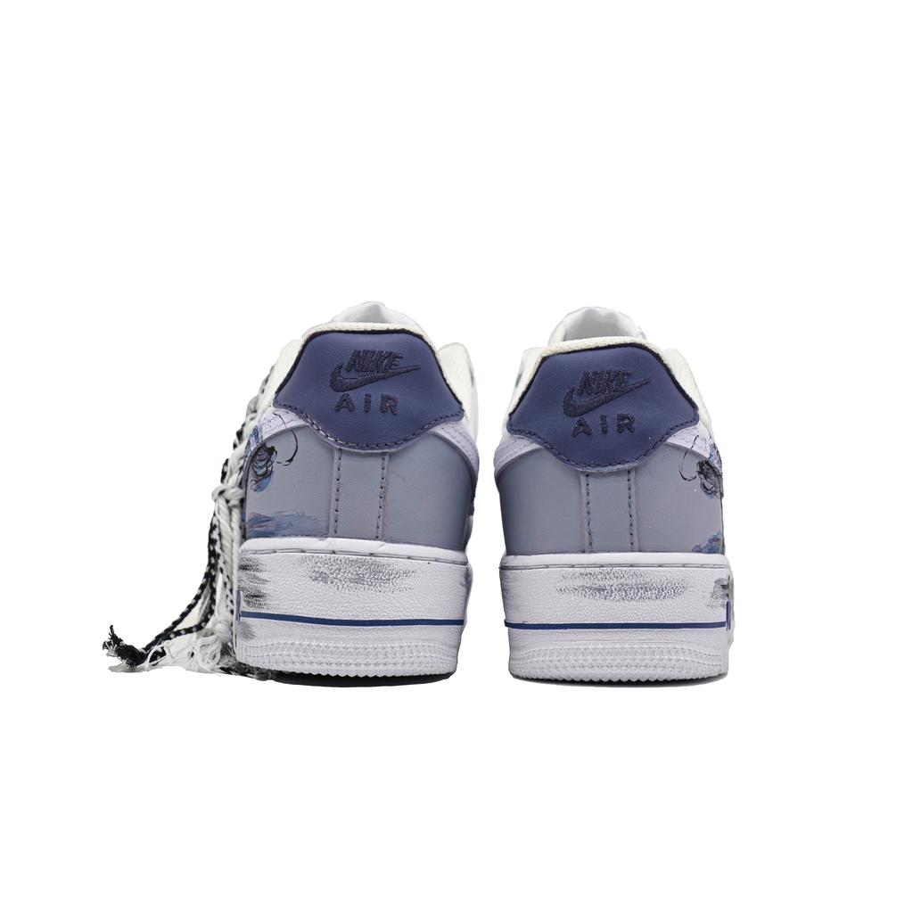Nike Air Force 1 Tai Chi Dragon Wandering Abrasion Resistant Low top Skateboard Shoes Unisex Blue Gray CW2288-111(Team726-)