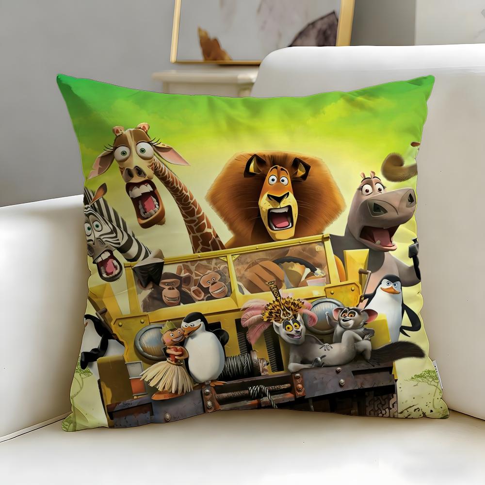 classic animated movie Madagascar Cushion Cover Soft  EasyWash Pillow Case  Versatile for Couch Bed Travel and Office 30X30cm