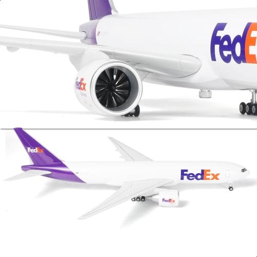 QIYUMOKE 1/150 Scale B777-300ER FedEx 18.5-inch Large Diecast Airplane Model Kit with Stand for Aircraft Model Display, Gift for Aviation Enthusiasts