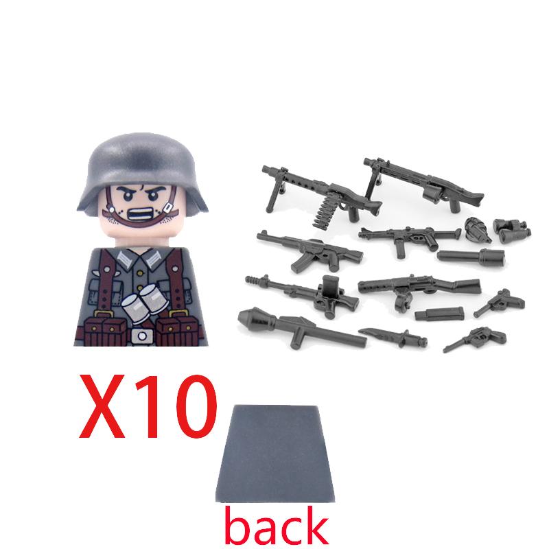 Military Soldier Building Block Figure British US Snow Camouflage Troop MP40 M1A1 Motorcycle Accessories Toys Gift Brick Z02