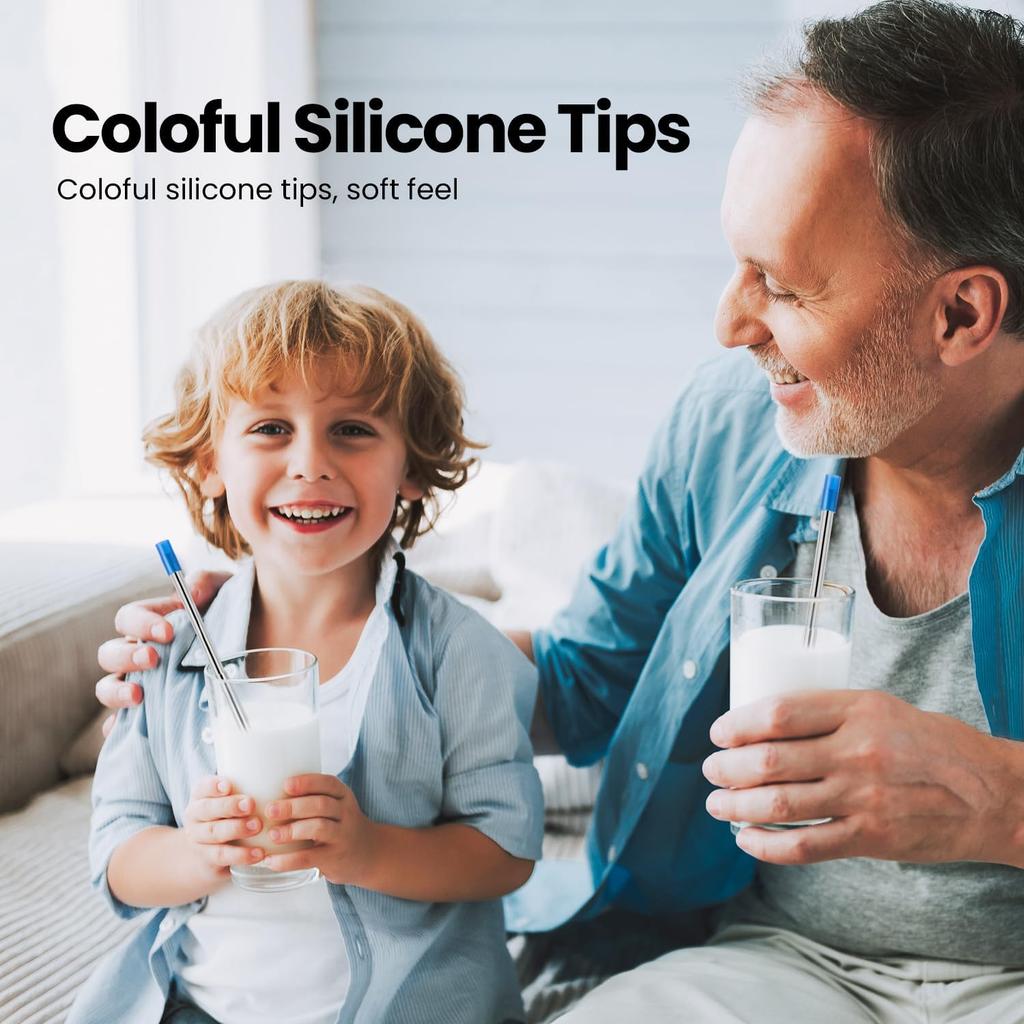 Cruise Ship Essentials,4-Pack reble Collapsible Stainless Steel Drinking Straws with Aluminum Case,Cleaning Brush,and Keycha-Silver,Blue,Red,Green