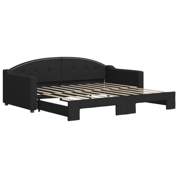 VidaXL Lit de jour avec lit gigogne noir 90x190 cm tissu 3197542
