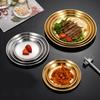 Stainless Steel Metal Round Dining Disc Bone Spitting Dish High Quality Shallow Tray Silver BBQ Disc Kitchen Plate Tableware