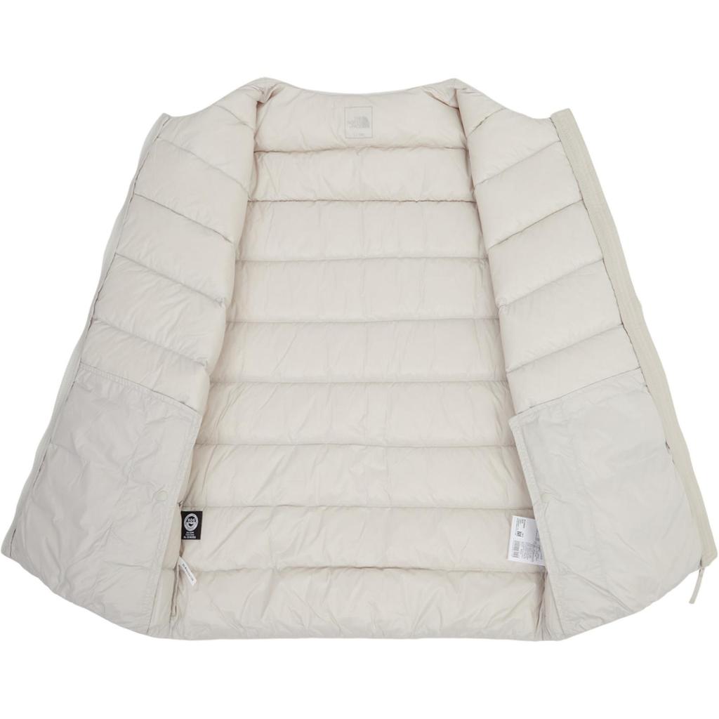 The North Face Solid Color Logo Print Round Neck Zipper Long Sleeve Down Jacket Men Outerwear White-Sand NJ1DR00C