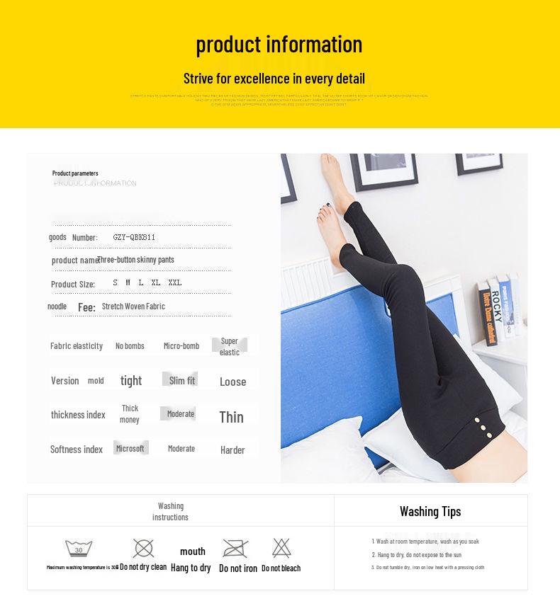 Women's High-Waisted Slimming Three-Button Pencil Leggings