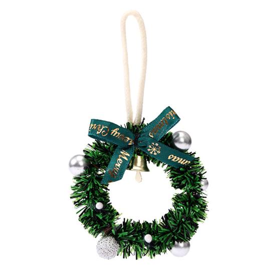 Christmas Wreath Decoration Mini Wreath with Bow And Bell Artificial Greenery Wreath for Tree Door Wall Holiday Home Decoration