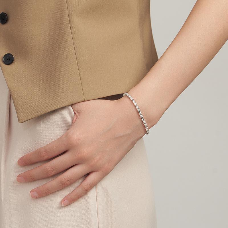 S925 Sterling Silver Moissanite Tennis Bracelet Versatile Premium Sense Shining Jewelry