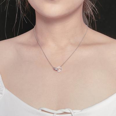 HalskettenRose Gold Kreis Ineinander greifende Halskette Doppelring mit Diamanten Kurzes Schlüsselbein für Frauen Charms Mode Vintage Anhänger Schmuckkette