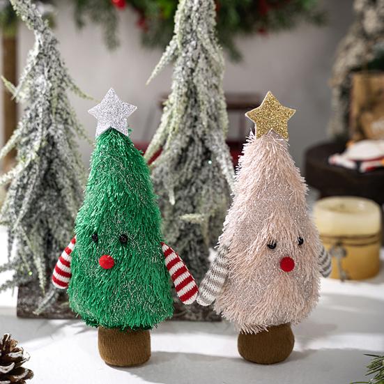 Christmas Gnome Decoration Fluffy Christmas Tree Doll with Glitter Star Topper Plush Elf Table Centerpiece for Hotel Mall Window Holiday Decor