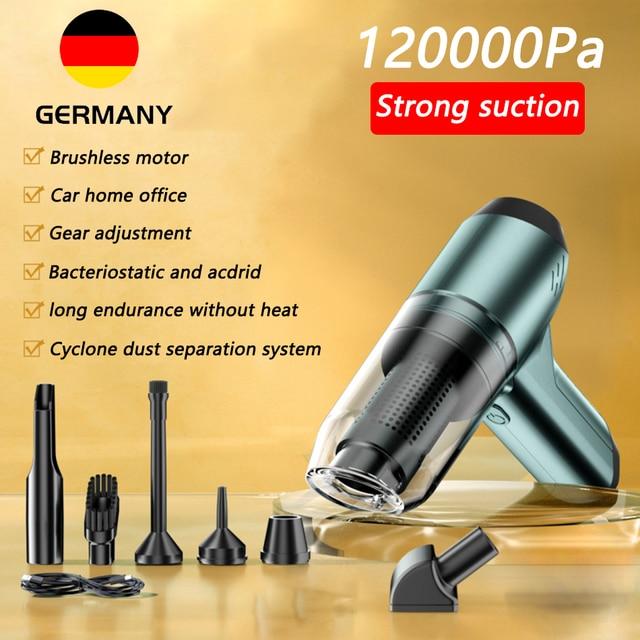 

Новый мощный автомобильный пылесос 120000 Па, беспроводной портативный робот-пылесос, мини-домашний, уличный, с разделением на влажную и сухую уборку, очистку клавиатуры, чистку автомобиля Brushless upgrade Green