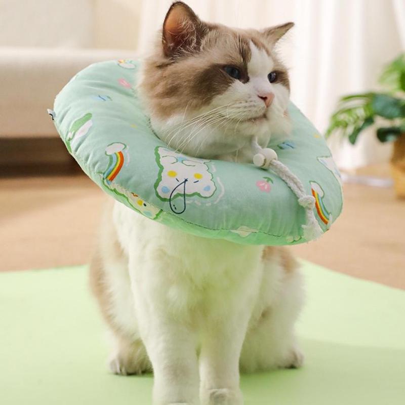 Sweet Donuts Cat Round Pillow Collar Pet Dog Neck Cone Recovery Collar For Anti-Bite Lick Surgery Cat Accessories Pet Collars