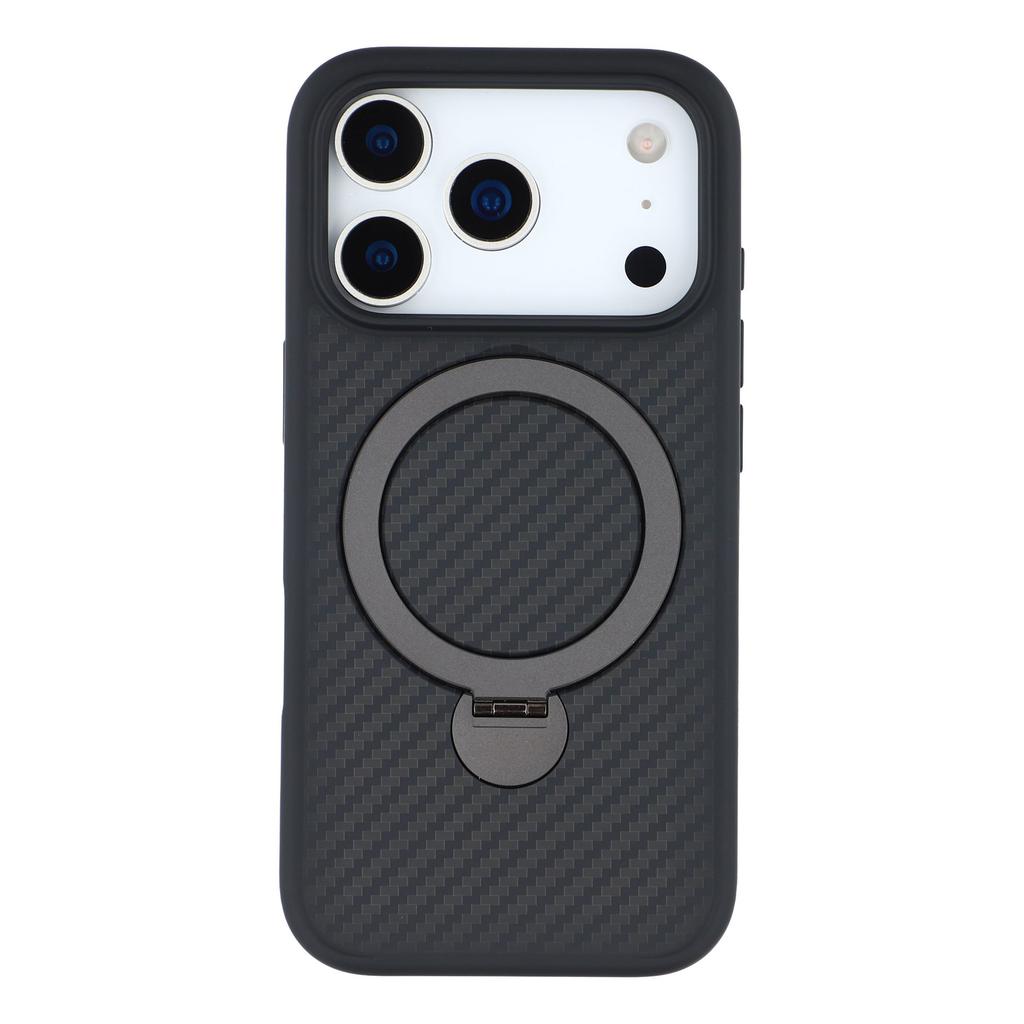 For iPhone 17 Pro Max Case Compatible with MagSafe Kickstand TPU+PC Phone Cover Carbon Fiber Texture