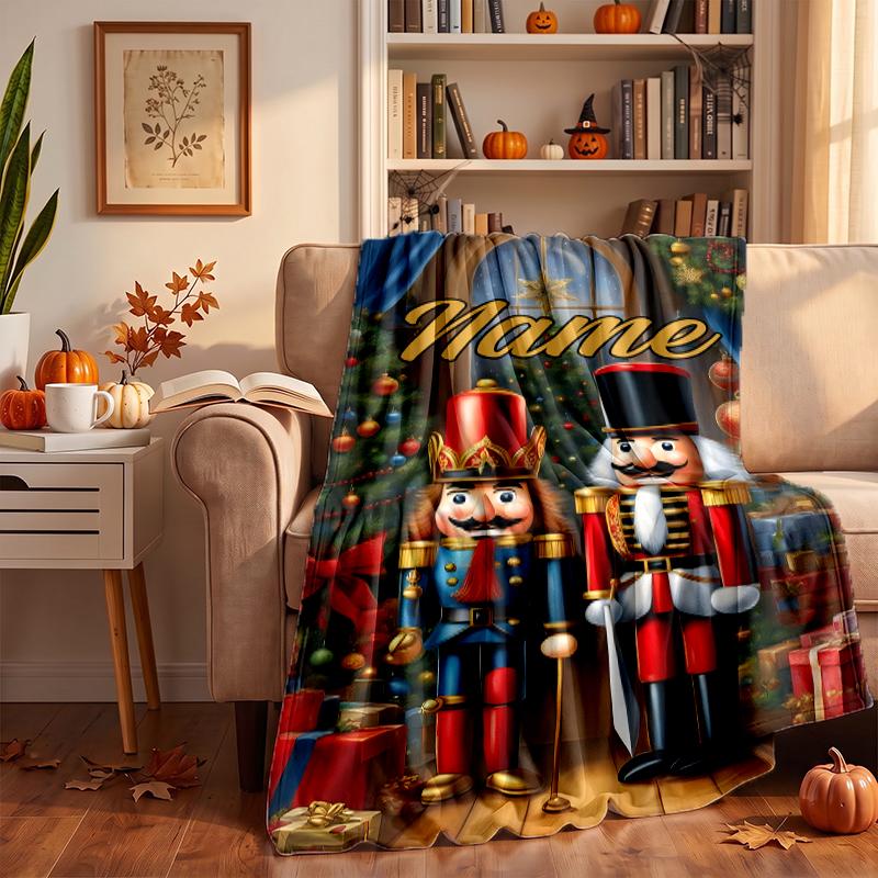 Nutcracker Custom Flannel Blankets Soft Warm Cozy Throws for Home Decor Holiday Gifts