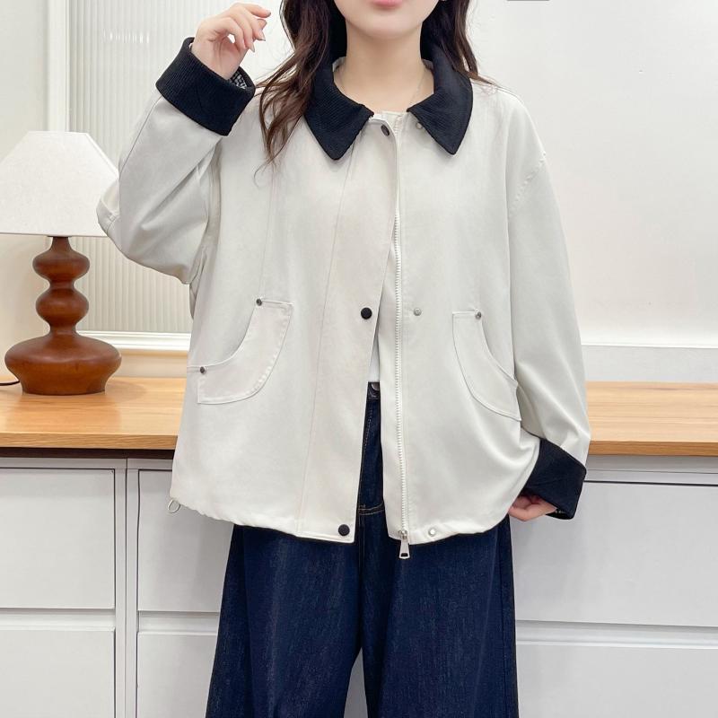 Women S Plus Size Casual Short Trench Coat With Lapel Drawstring Hem