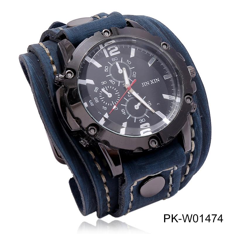 Vintage Watches Men Genuine Leather Pointer Belt Strap Punk Watch Wide Cowhide Bracelet & Bangles For Women Male Jewelry