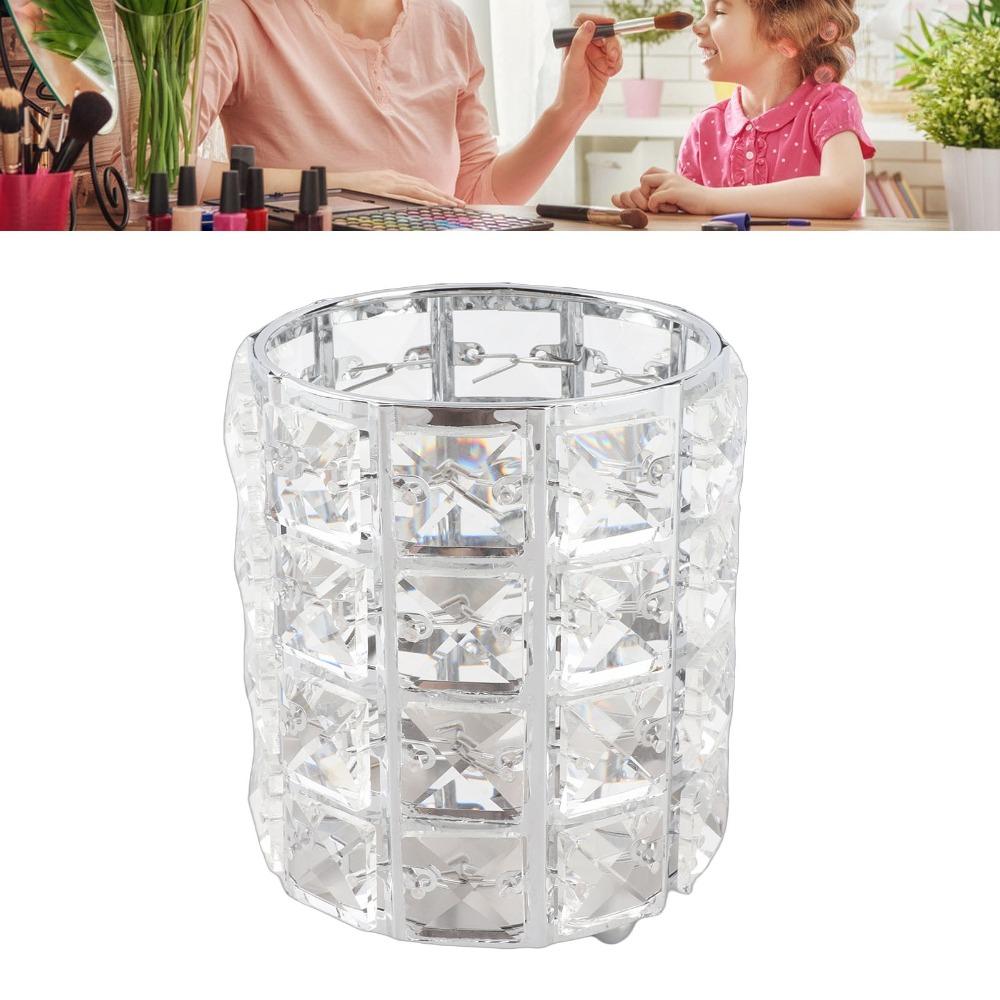 Rounded Crystal Glass Crystal Glass Cosmetic Organizer Cosmetic Storage Bucket  Pen Pencil Storage