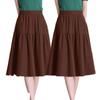 Women's A-Line Elastic Waist Skirt - Three-Quarter Length, Solid Color, Spring/Summer/Autumn Styles Available