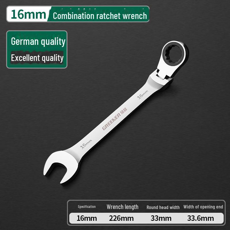 Green Forest Dual-Purpose Ratchet Wrench with Mirror Finish