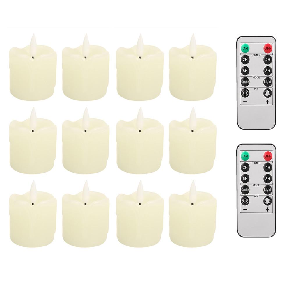 12/24 buc Lumânări Votive Fără Flacără cu Temporizator Telecomandă Ceară Reală Fitil Realist Lumânare cu Baterii pentru Decor Nuntă Petrecere