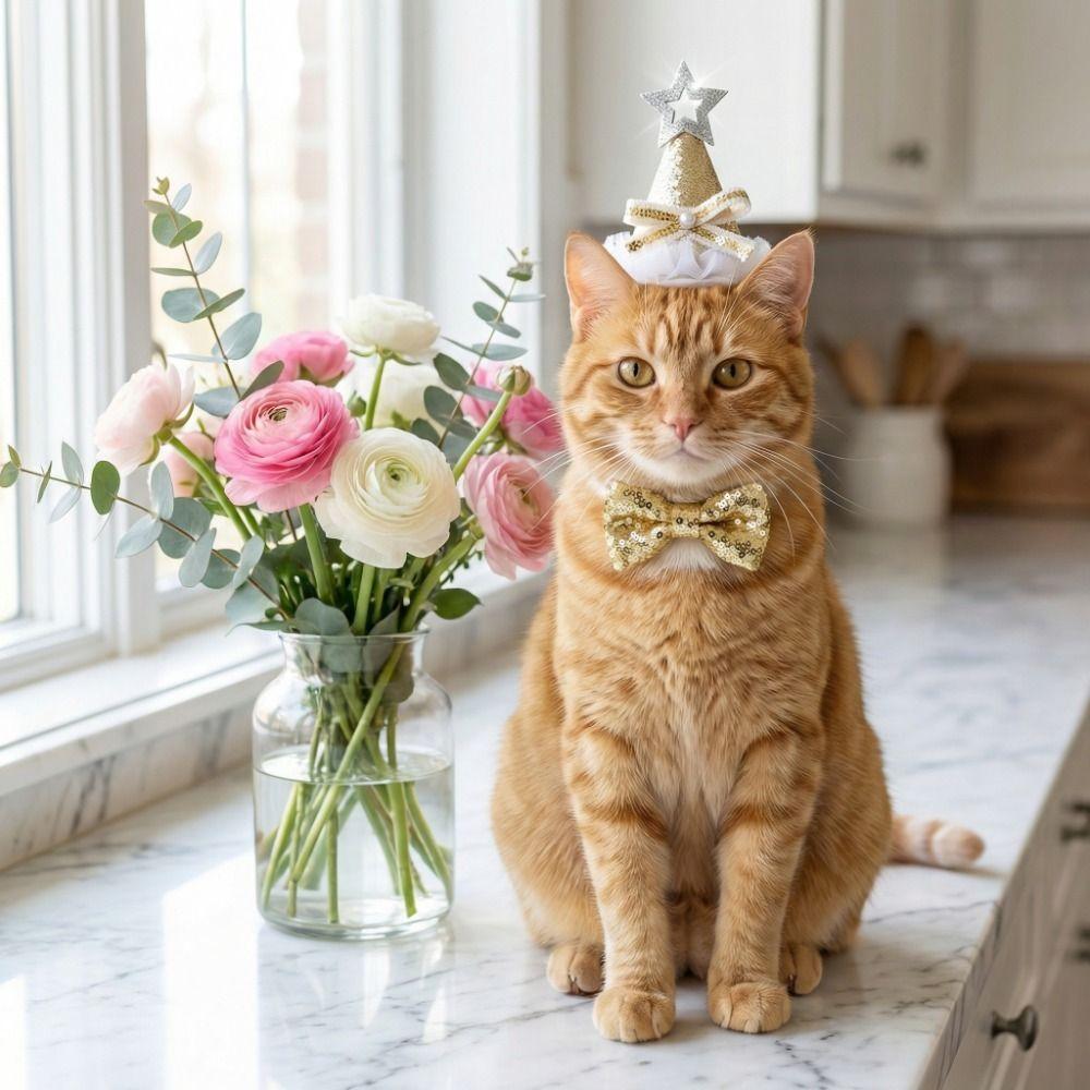 Comfortable Fit Cat Birthday Party Hat Adjustable Dog Party Headband  for Cats and Dogs
