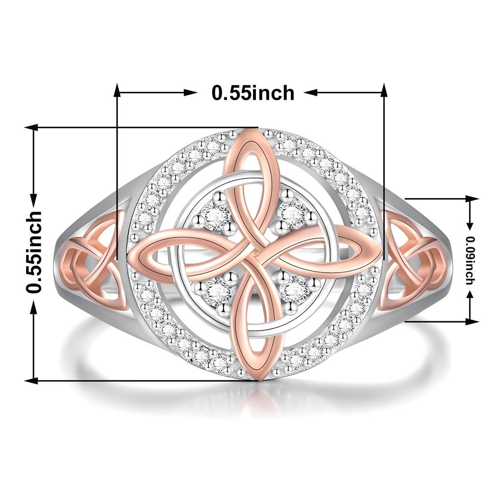 Bicolor Witches Knot Ring with Cubic Zirconia Celtic Knot Ring Protect Your Loved Ones Vintage Jewelry Gift for Women