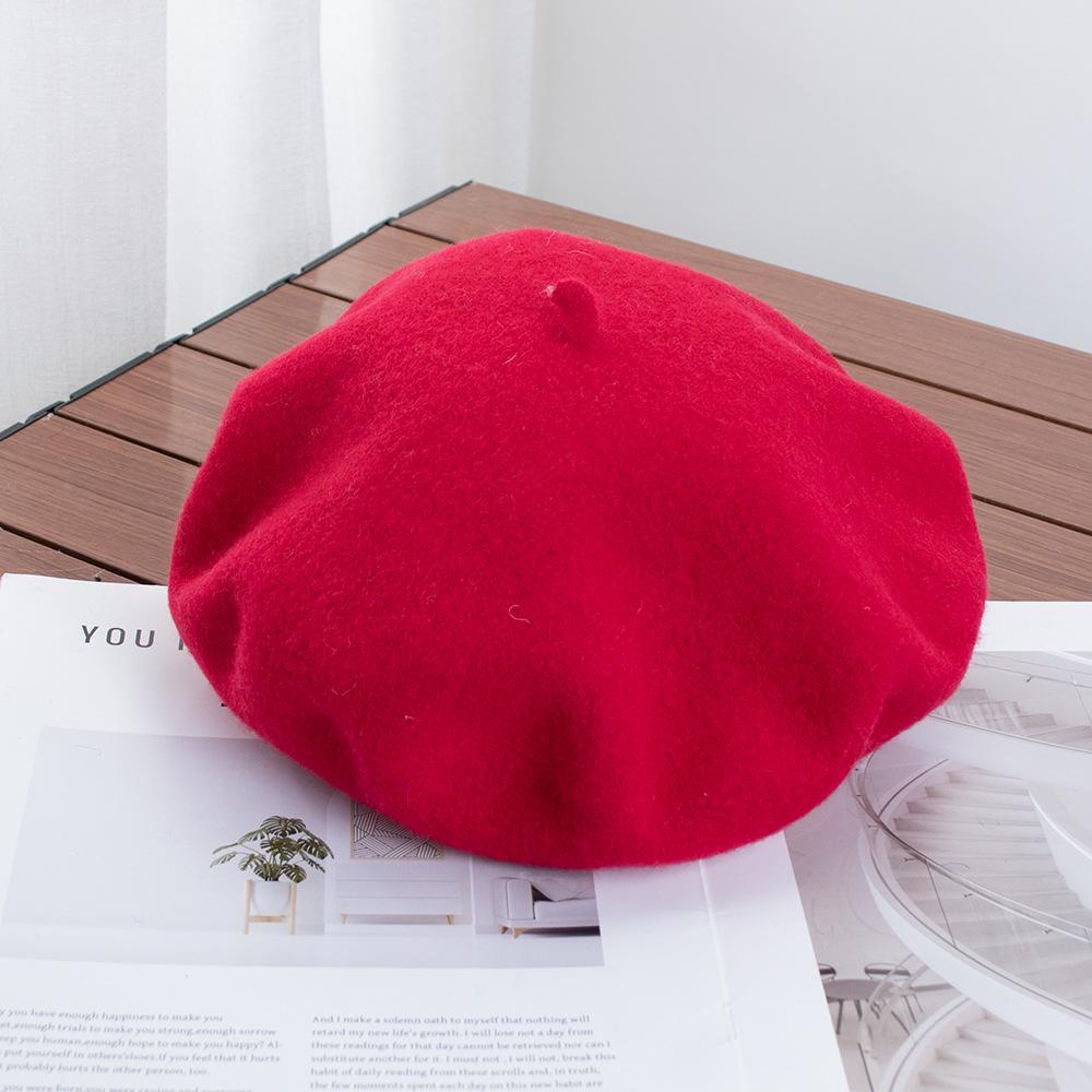 Berretto Donna Britannico Vintage Autunno e Inverno Lana Pittore Cappello Signora Cappello Bocciolo Versatile Tendenza ins