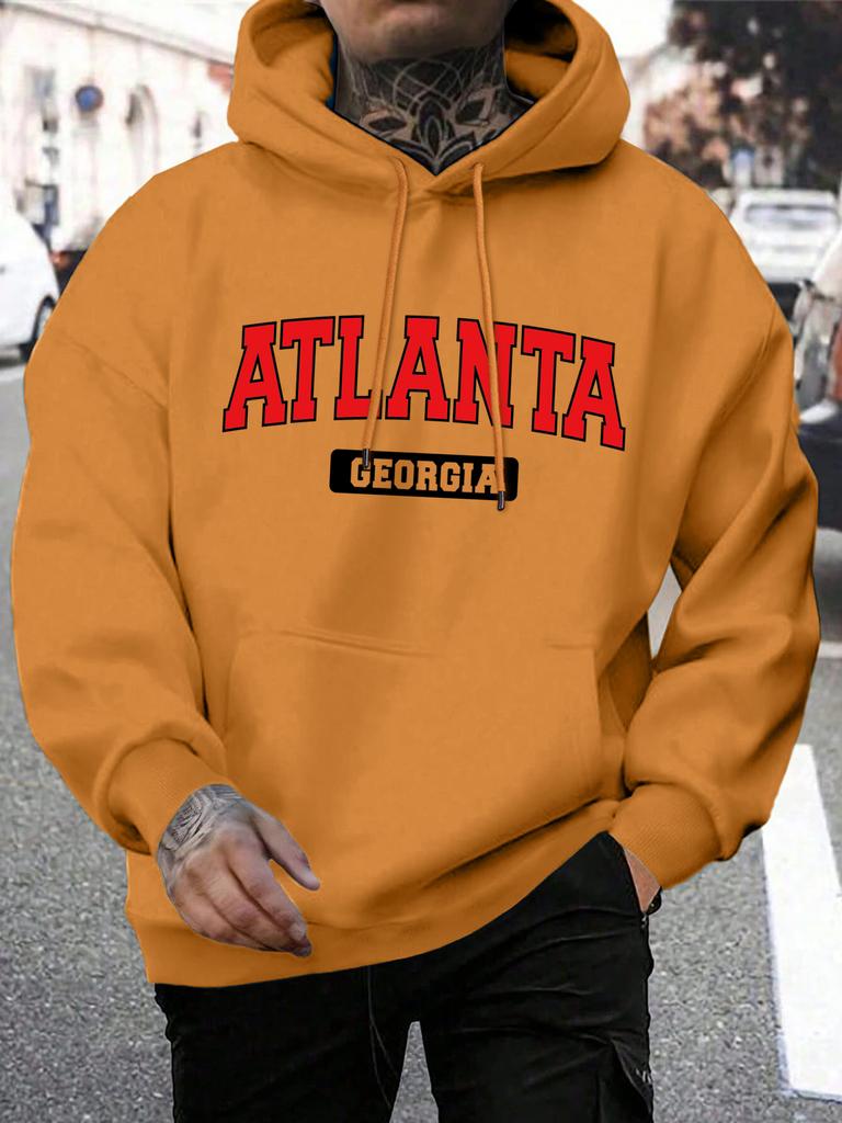 Atlanta Georgia Atlanta Georgia Stampa Felpa da Uomo Harajuku Casual Felpa con Cappuccio Moda Felpa Larga Vintage Top in Pile