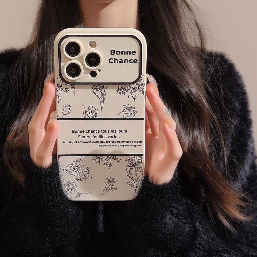 Sketch Rose Tulip Suitable for Apple 15 Promax Mobile Phone Case Iphone14 Temperament 11 All Inclusive 16 Huawei