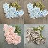 9 Head Rose Faux Flower Bouquet For Wedding Decor Home Staging Photography Props