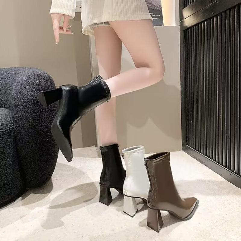 Fashion Pointed Toe Fashion Boots Women 2025 Spring Autumn Winter New Short Cut Kitten Heel Zipper Fashion High Heel Booties