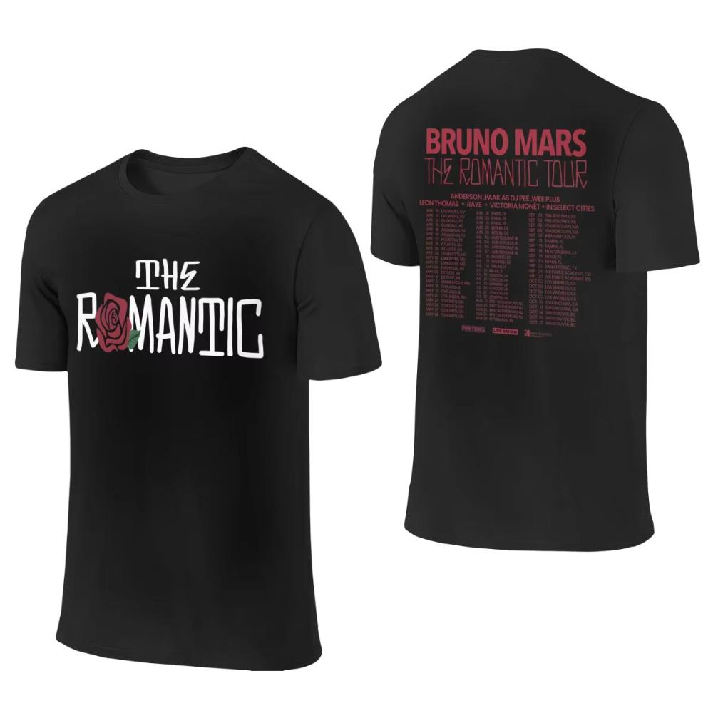 Men Women Bruno Mars The Romantic Tour 2026 Shirts Outfits Fashion Cotton Printed Oversized Unisex T Shirt Tee Clothing Summer