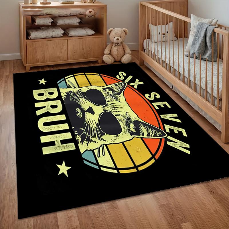 

Area Rug Carpet Soft Non Slip Washable Retro Cool Cat Bruh Floor Mat for Entryway Bedroom Living Room Kids Room Home Decor Gift 40cm x 60cm