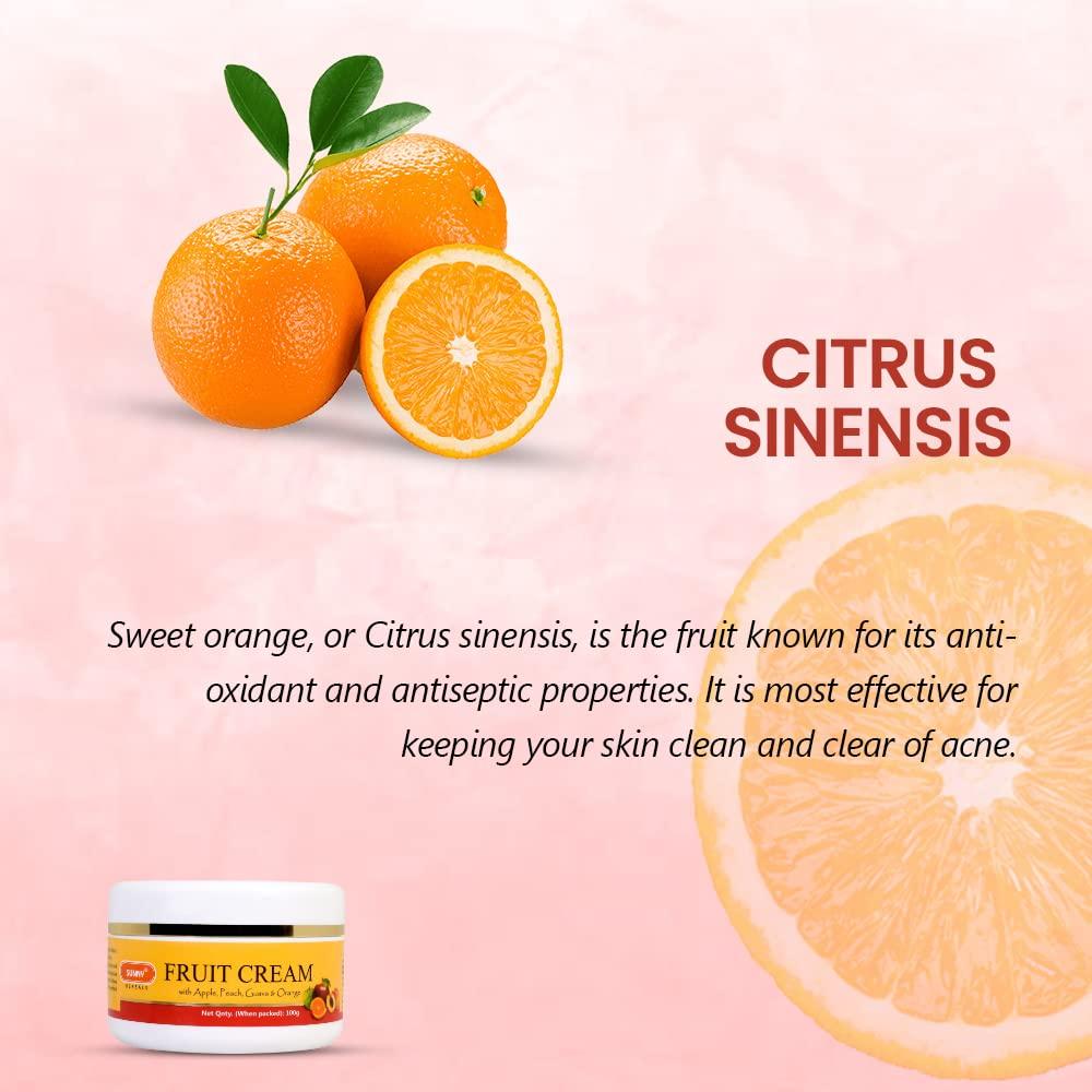 Sunny Fruit Cream 100 gm Pack of 2 for Hydration and Youthful Glow with Apple Peach Guava Orange Extracts