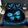 Butterfly Duvet Cover Set Queen King Size Sparkly Blue Butterflies Bedding Set Boho Style Quilt Cover Set For Girls Kids 3 Pcs