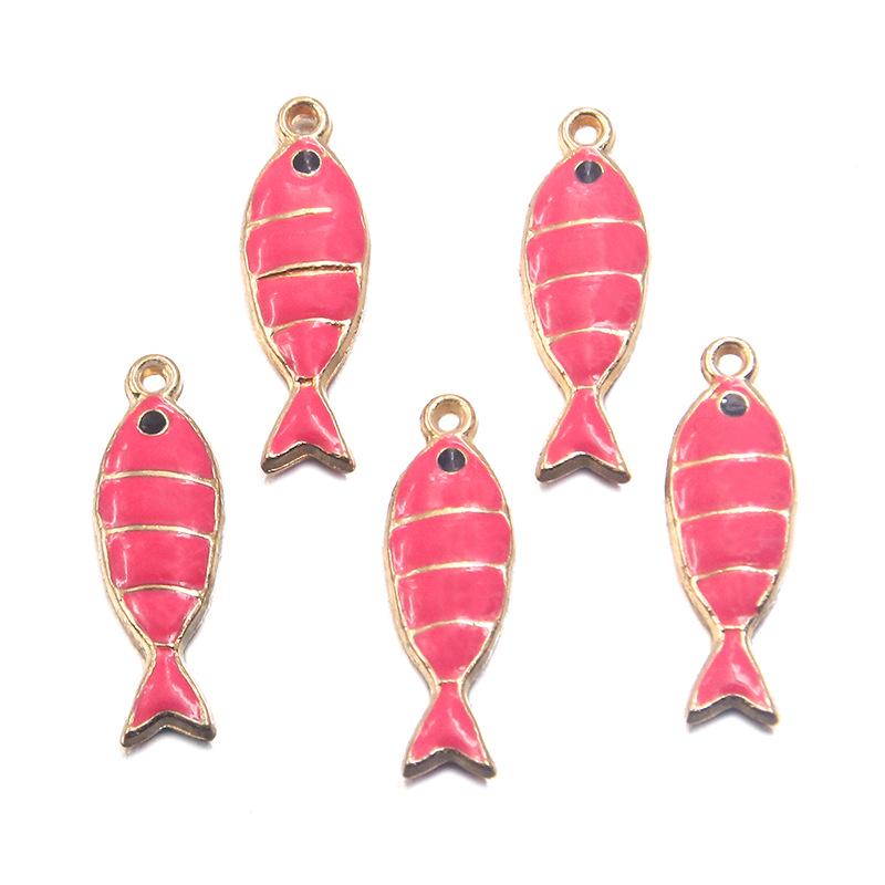 Colorful Enamel Fish Pendant DIY Metal Frame Ocean Charm
